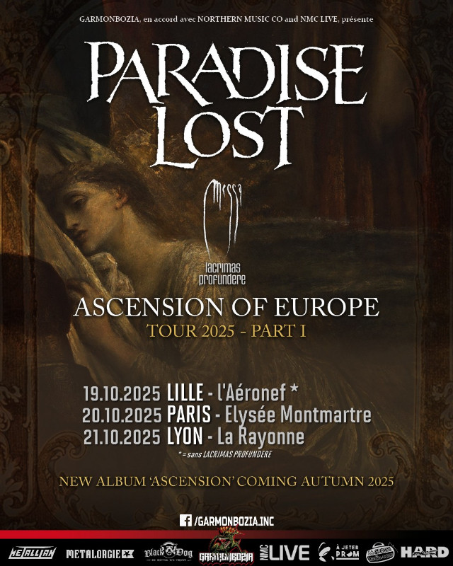 PARADISE LOST - Tournée avec trois étapes françaises