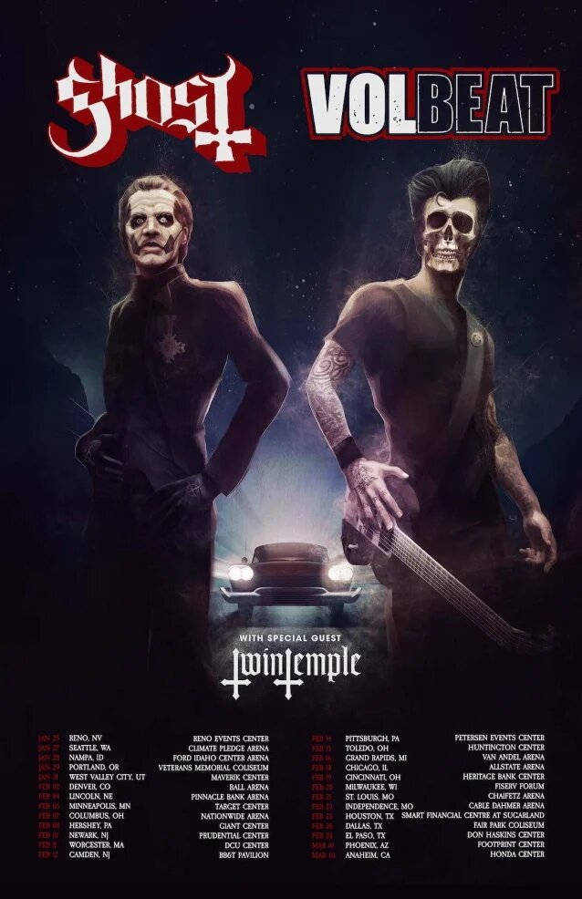 GHOST & VOLBEAT - Une tournée des stades en co-vedette aux États-Unis en 2022