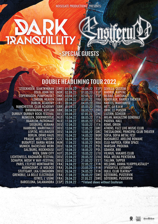 ENSIFERUM  - ENSIFERUM News/ En tournée avec DARK TRANQUILITY en 2022/ Nouvelle vidéo "Run from the Crushing Tide