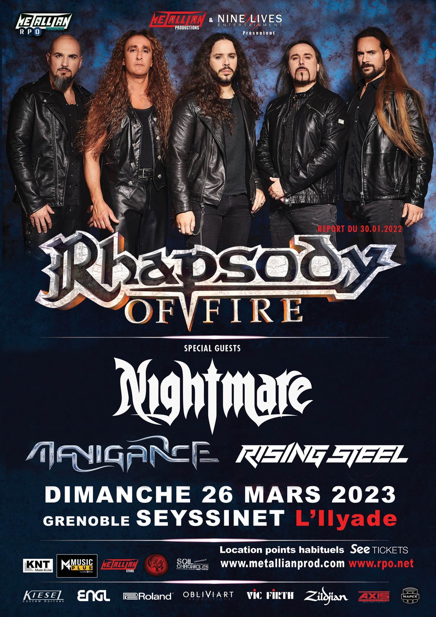 RHAPSODY OF FIRE + NIGHTMARE + MANIGANCE + RISING  - En tournée française